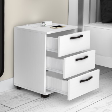 Roco Megapap melamine night stand in white color 40x39x57cm.