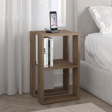 Lonie Megapap melamine nightstand - side table in light brown color 34x30x55cm.