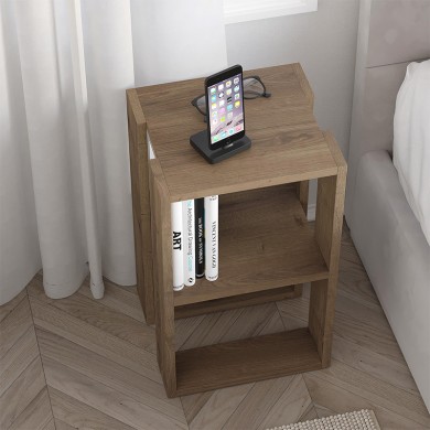 Lonie Megapap melamine nightstand - side table in light brown color 34x30x55cm.