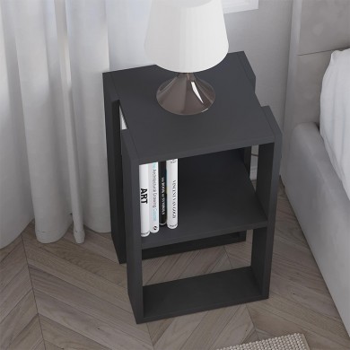 Lonie Megapap melamine nightstand - side table in anthracite color 34x30x55cm.