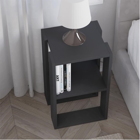 Lonie Megapap melamine nightstand - side table in anthracite color 34x30x55cm.