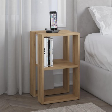 Lonie Megapap melamine nightstand - side table in natural beech color 34x30x55cm.