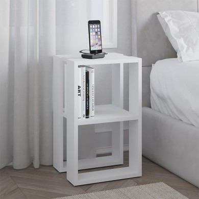 Lonie Megapap melamine nightstand - side table in white color 34x30x55cm.