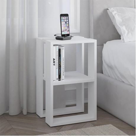 Lonie Megapap melamine nightstand - side table in white color 34x30x55cm.