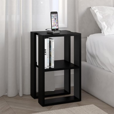 Lonie Megapap melamine nightstand - side table in black color 34x30x55cm.