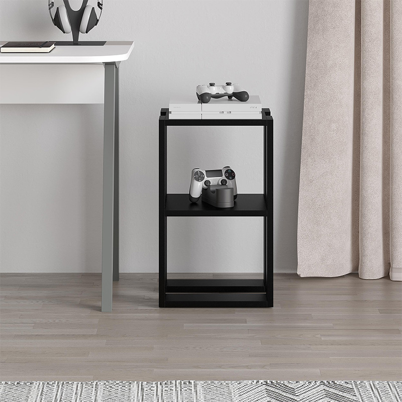 Lonie Megapap melamine nightstand - side table in black color 34x30x55cm.