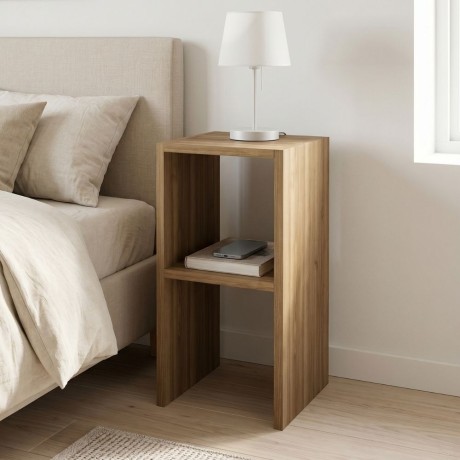 Smile Megapap melamine nightstand - side table in walnut color 30x30x60cm.