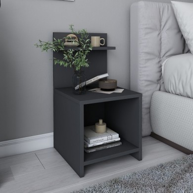 Ulman Megapap melamine nightstand in anthracite color 35x37x72cm.