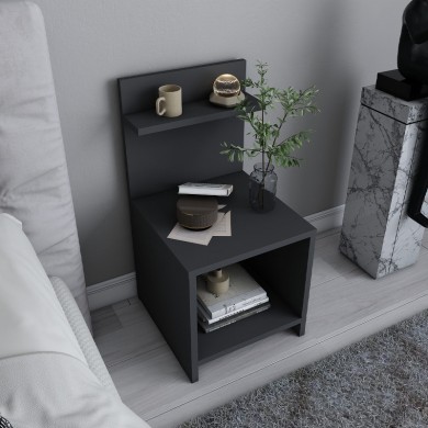 Ulman Megapap melamine nightstand in anthracite color 35x37x72cm.