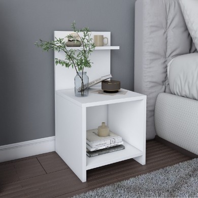 Ulman Megapap melamine nightstand in white color 35x37x72cm.