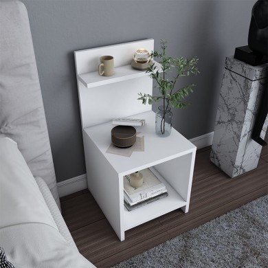 Ulman Megapap melamine nightstand in white color 35x37x72cm.