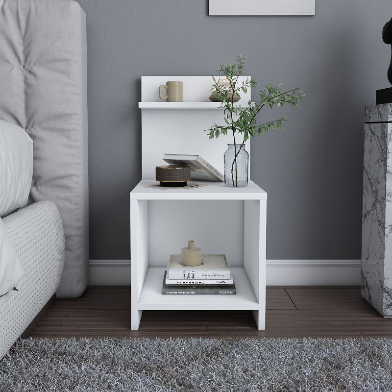 Ulman Megapap melamine nightstand in white color 35x37x72cm.