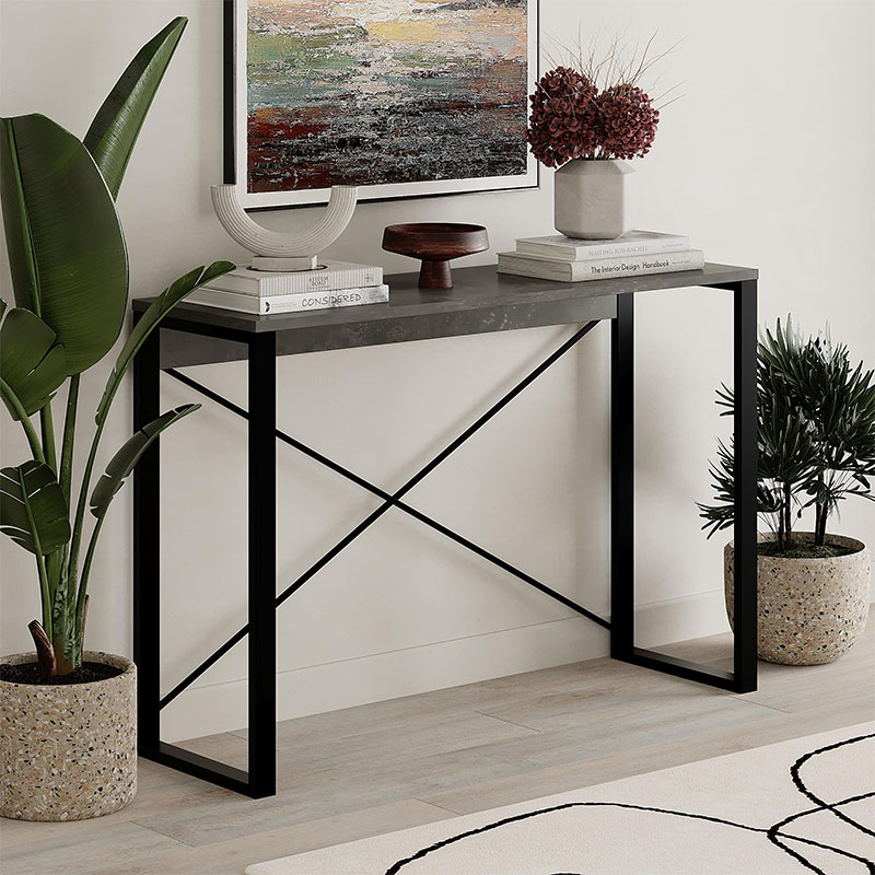 Archie Megapap melamine concole in grey retro - black color 110x35x75cm.