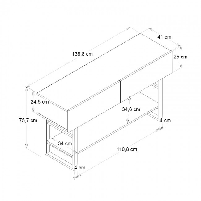 Κονσόλα Aron Megapap χρώμα atlantic pine 138,8x41x75,7εκ.