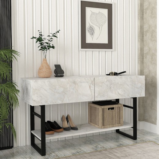 Κονσόλα Aron Megapap χρώμα λευκό εφέ μαρμάρου 138,8x41x75,7εκ. Κονσόλα Aron Megapap χρώμα λευκό εφέ μαρμάρου 138,8x41x75,7εκ.