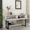 Κονσόλα Aron Megapap χρώμα λευκό εφέ μαρμάρου 138,8x41x75,7εκ. Κονσόλα Aron Megapap χρώμα λευκό εφέ μαρμάρου 138,8x41x75,7εκ.