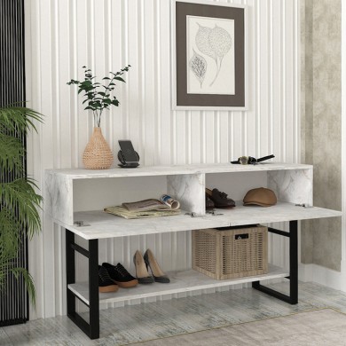 Aron Megapap melamine console in white marble color 138,8x41x75,7cm.