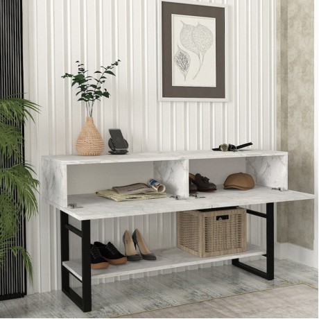 Aron Megapap melamine console in white marble color 138,8x41x75,7cm.