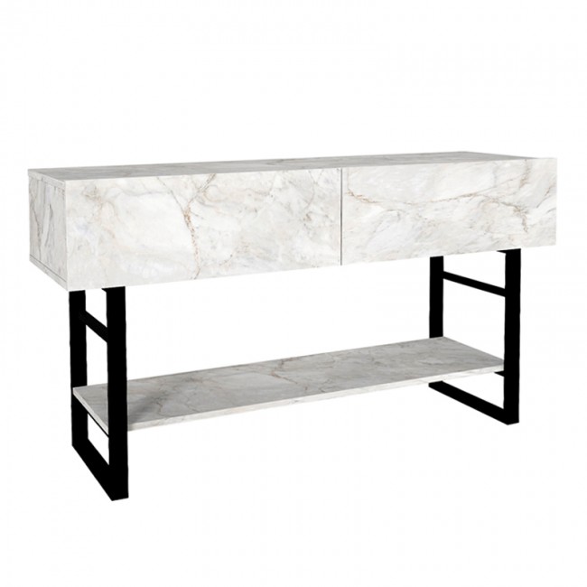 Κονσόλα Aron Megapap χρώμα λευκό εφέ μαρμάρου 138,8x41x75,7εκ. Κονσόλα Aron Megapap χρώμα λευκό εφέ μαρμάρου 138,8x41x75,7εκ.