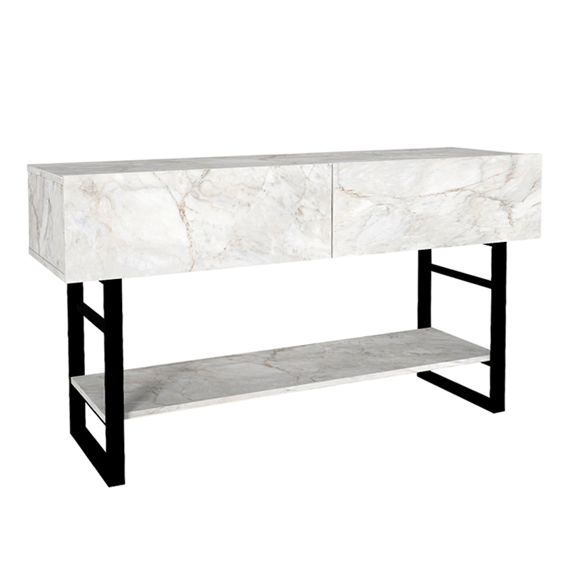 Aron Megapap melamine console in white marble color 138,8x41x75,7cm.