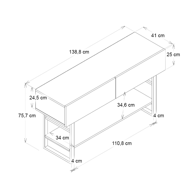 Aron Megapap melamine console in white marble color 138,8x41x75,7cm.