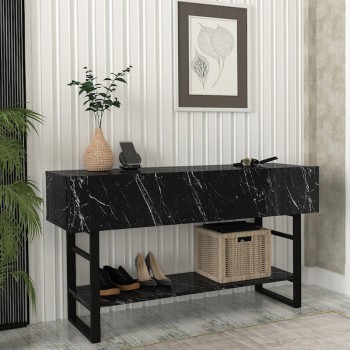 Κονσόλα Aron Megapap χρώμα μαύρο εφέ μαρμάρου 138,8x41x75,7εκ. Κονσόλα Aron Megapap χρώμα μαύρο εφέ μαρμάρου 138,8x41x75,7εκ.