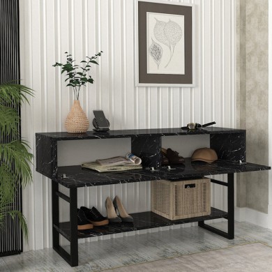 Aron Megapap melamine console in black marble color 138,8x41x75,7cm.