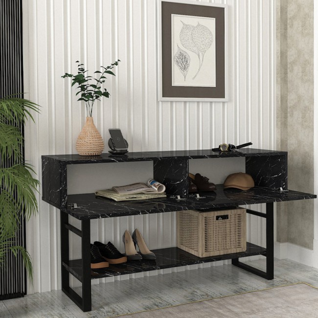 Κονσόλα Aron Megapap χρώμα μαύρο εφέ μαρμάρου 138,8x41x75,7εκ. Κονσόλα Aron Megapap χρώμα μαύρο εφέ μαρμάρου 138,8x41x75,7εκ.