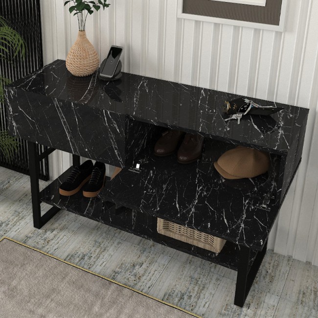 Κονσόλα Aron Megapap χρώμα μαύρο εφέ μαρμάρου 138,8x41x75,7εκ. Κονσόλα Aron Megapap χρώμα μαύρο εφέ μαρμάρου 138,8x41x75,7εκ.