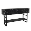 Aron Megapap melamine console in black marble color 138,8x41x75,7cm.