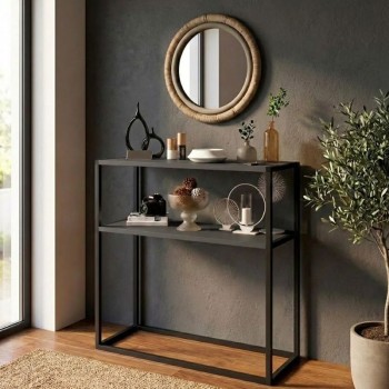 Castel Megapap metal - melamine console in black - anthracite color 90x33,5x90cm.