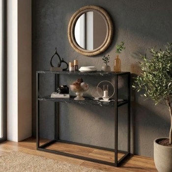 Castel Megapap metal - melamine console in black marble effect color 90x33,5x90cm.