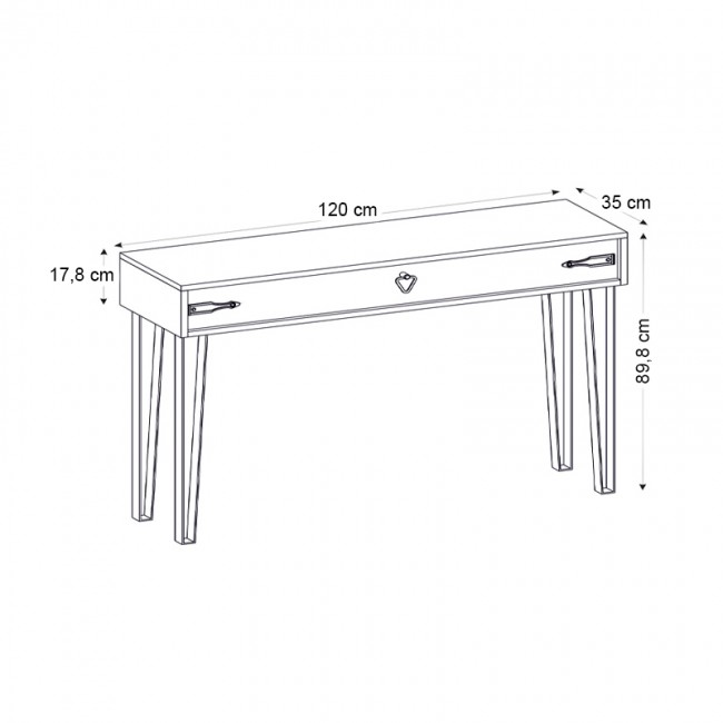 Cenova Megapap melamine console in sapphire oak color 120x35x89,8cm.