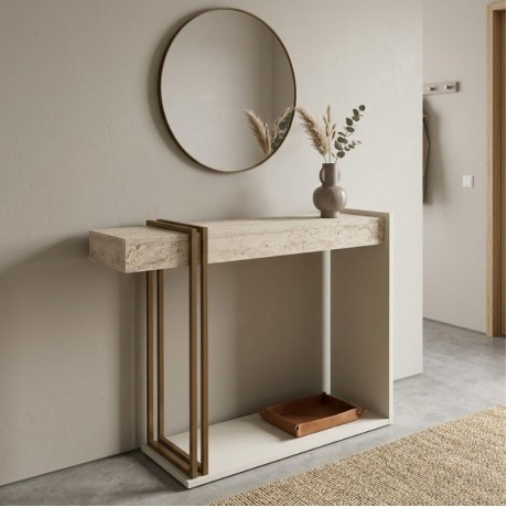 Desca Megapap melamine dresser in sandstone - travertine - gold color 91.8x29.6x74.2cm.