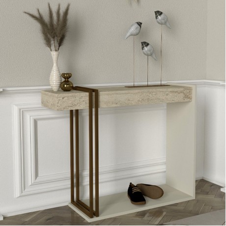 Desca Megapap melamine dresser in sandstone - travertine - gold color 91.8x29.6x74.2cm.