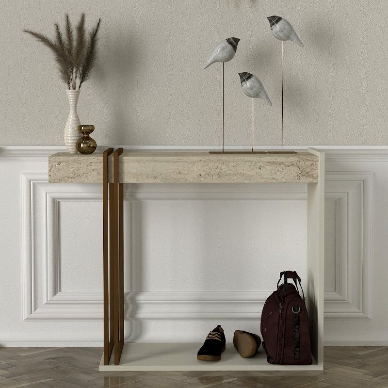 Desca Megapap melamine dresser in sandstone - travertine - gold color 91.8x29.6x74.2cm.