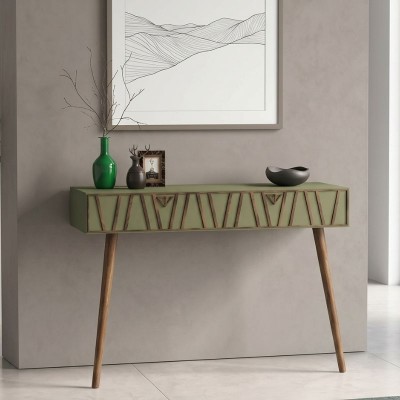 Κονσόλα επιτοίχια Forest Megapap χρώμα λαδί - καρυδί 120x35x89,3εκ.