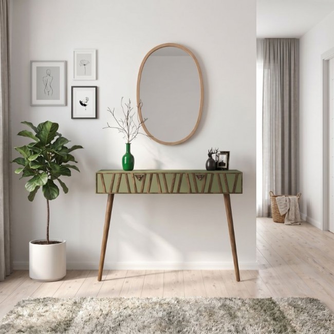 Forest Megapap melamine wall console in olive - walnut color 120x35x89,3cm.