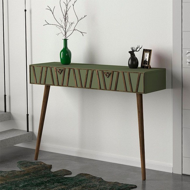 Forest Megapap melamine wall console in olive - walnut color 120x35x89,3cm.