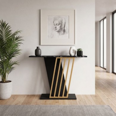 Κονσόλα Gravity Megapap χρώμα μαύρο εφέ μαρμάρου - χρυσό 90x29,6x76,8εκ.
