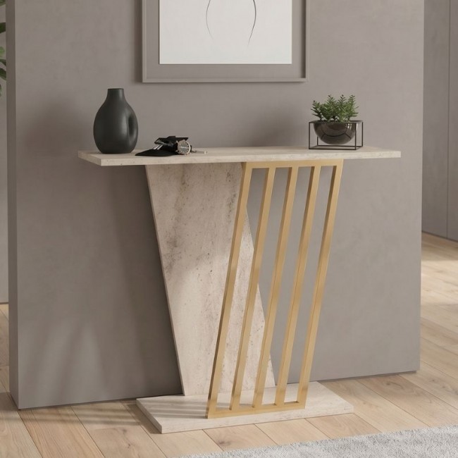 Gravity Megapap melamine console in travertine - gold color 90x29,6x76,8cm.