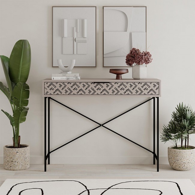 Κονσόλα Heaton Megapap μεταλλική - μελαμίνης χρώμα ανοιχτή μόκα 110x35,6x90εκ. Κονσόλα Heaton Megapap μεταλλική - μελαμίνης χρώμα ανοιχτή μόκα 110x35,6x90εκ.