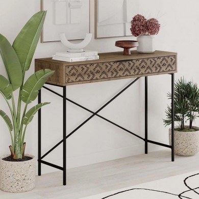 Heaton Megapap metal-melamine console in brown color 110x35,6x90cm.