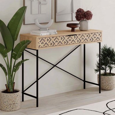 Heaton Megapap metal-melamine console in sapphire oak color 110x35,6x90cm.