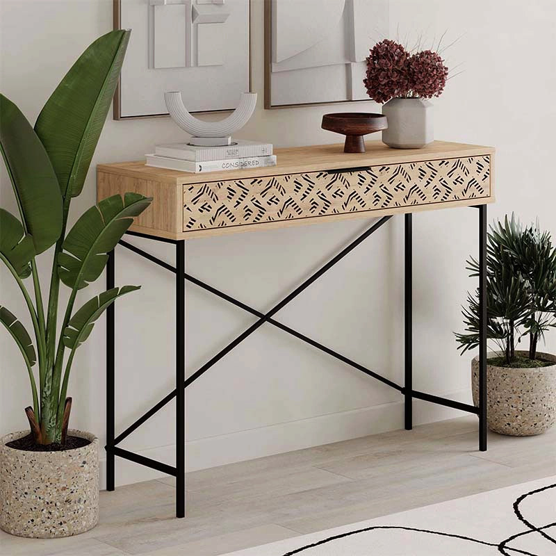 Giovanni Megapap metal-melamine console in sapphire oak color 110x35,6x90cm.