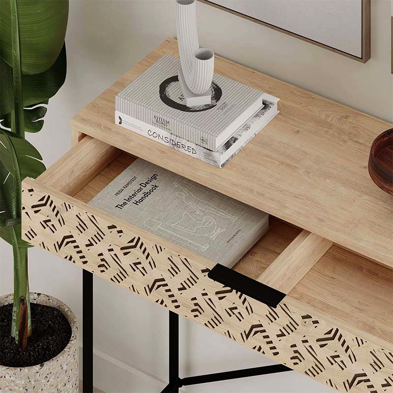 Giovanni Megapap metal-melamine console in sapphire oak color 110x35,6x90cm.