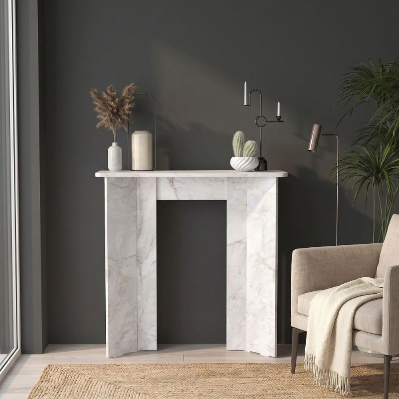 Κονσόλα Mara Megapap χρώμα λευκό εφέ μαρμάρου 90x29,6x91,8εκ.