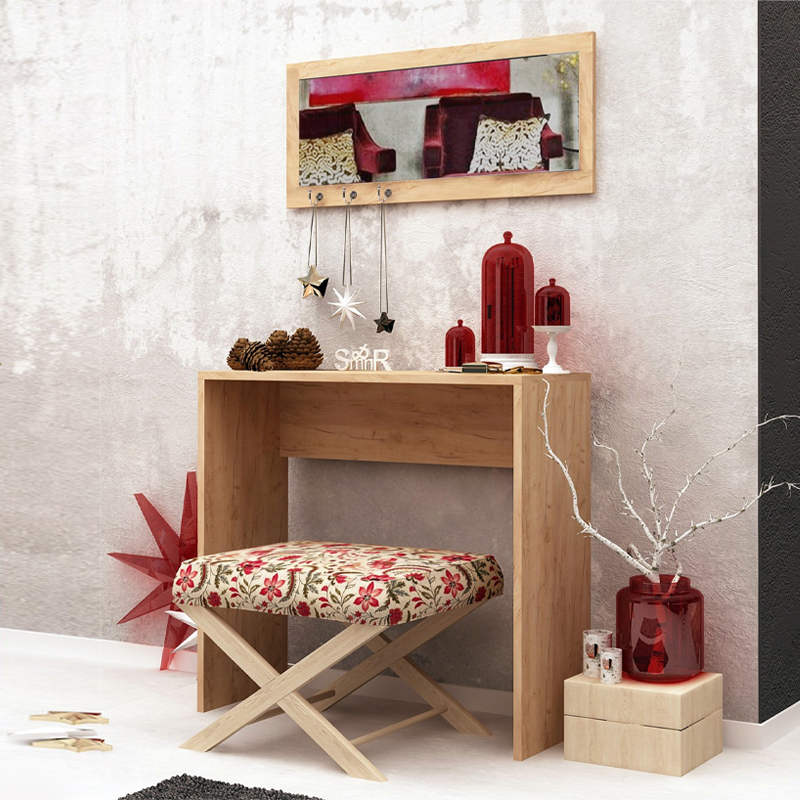 Κονσόλα με καθρέπτη Cosenza Megapap χρώμα oak 80x30x82εκ.