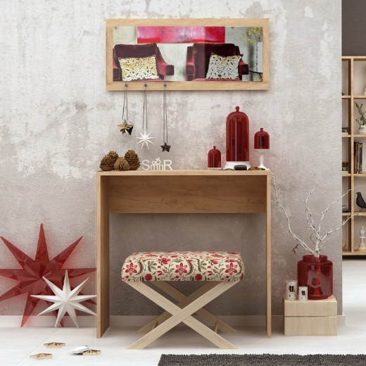 Κονσόλα με καθρέπτη Cosenza Megapap χρώμα oak 80x30x82εκ. Κονσόλα με καθρέπτη Cosenza Megapap χρώμα oak 80x30x82εκ.