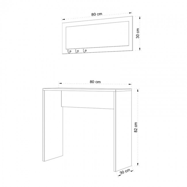 Κονσόλα με καθρέπτη Cosenza Megapap χρώμα oak 80x30x82εκ. Κονσόλα με καθρέπτη Cosenza Megapap χρώμα oak 80x30x82εκ.